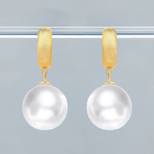 Gold Huggie Pearls