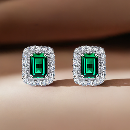 Elongated Emerald Eye Earrings
