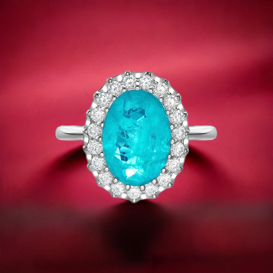 Blue Illusion Halo Ring