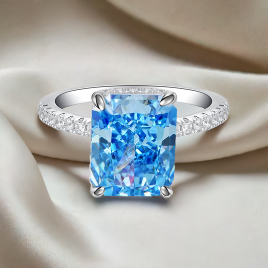 The Blue Simple Classic Radiant Ring