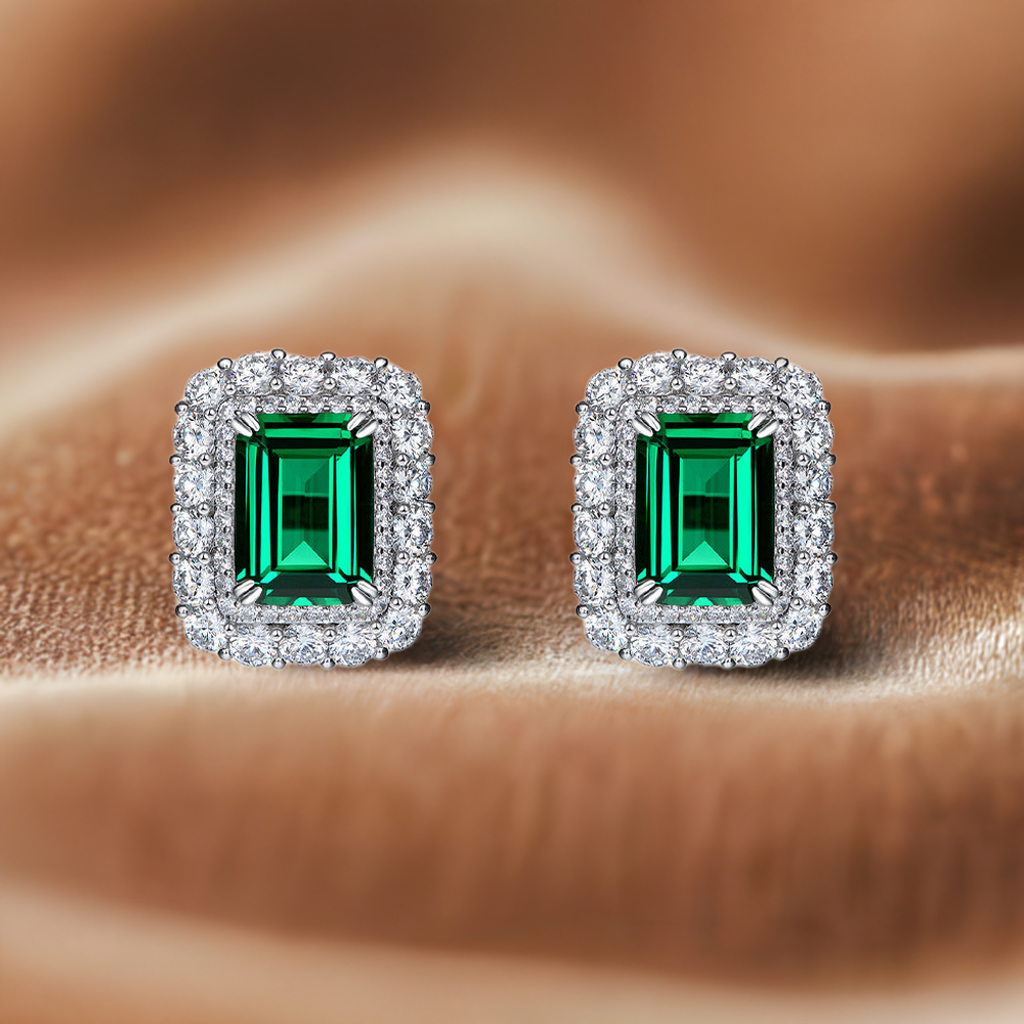 Elongated Emerald Eye Earrings