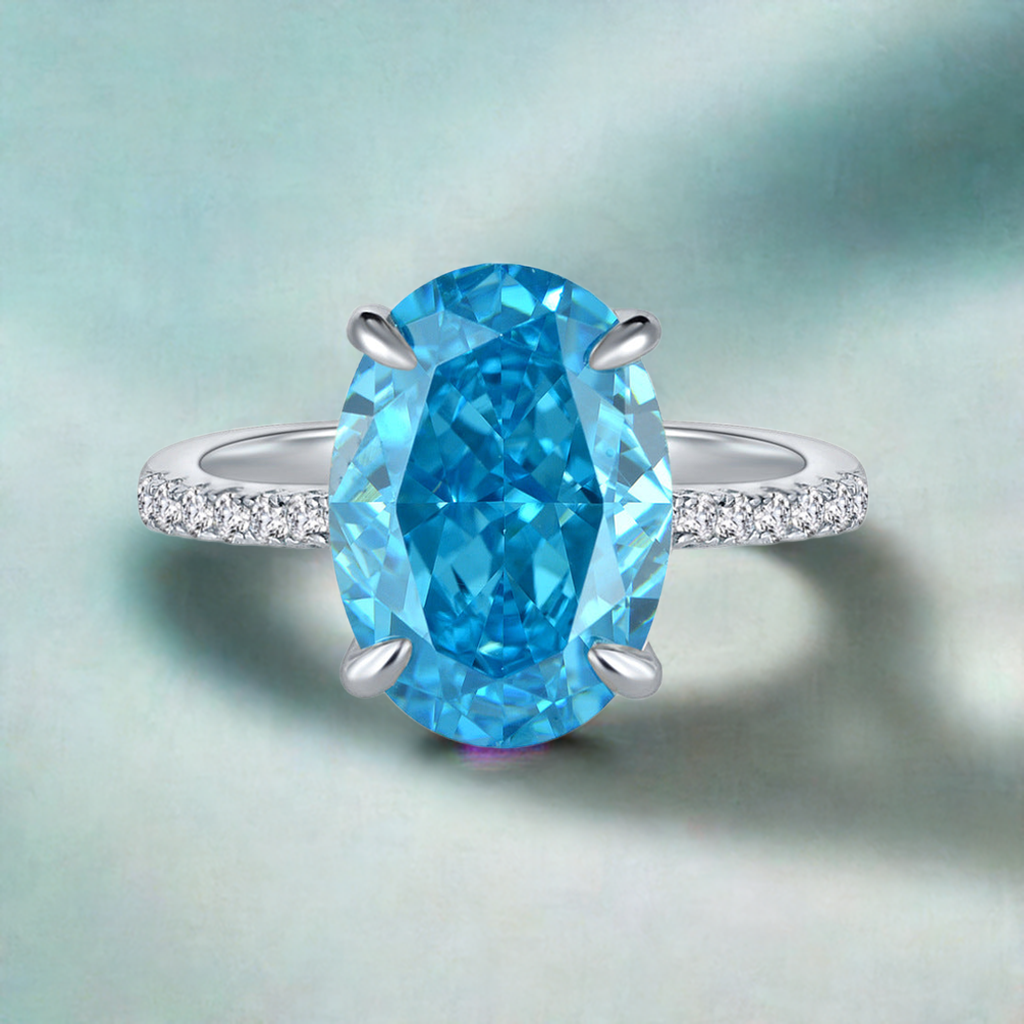 The Blue Simple Classic Oval Ring
