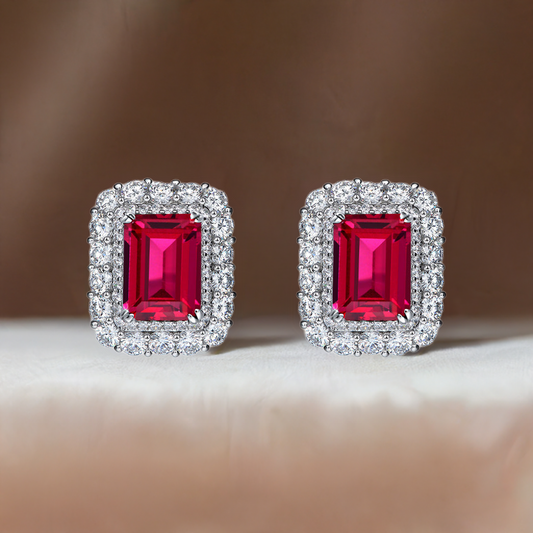 Elongated Ruby Eye Earrings